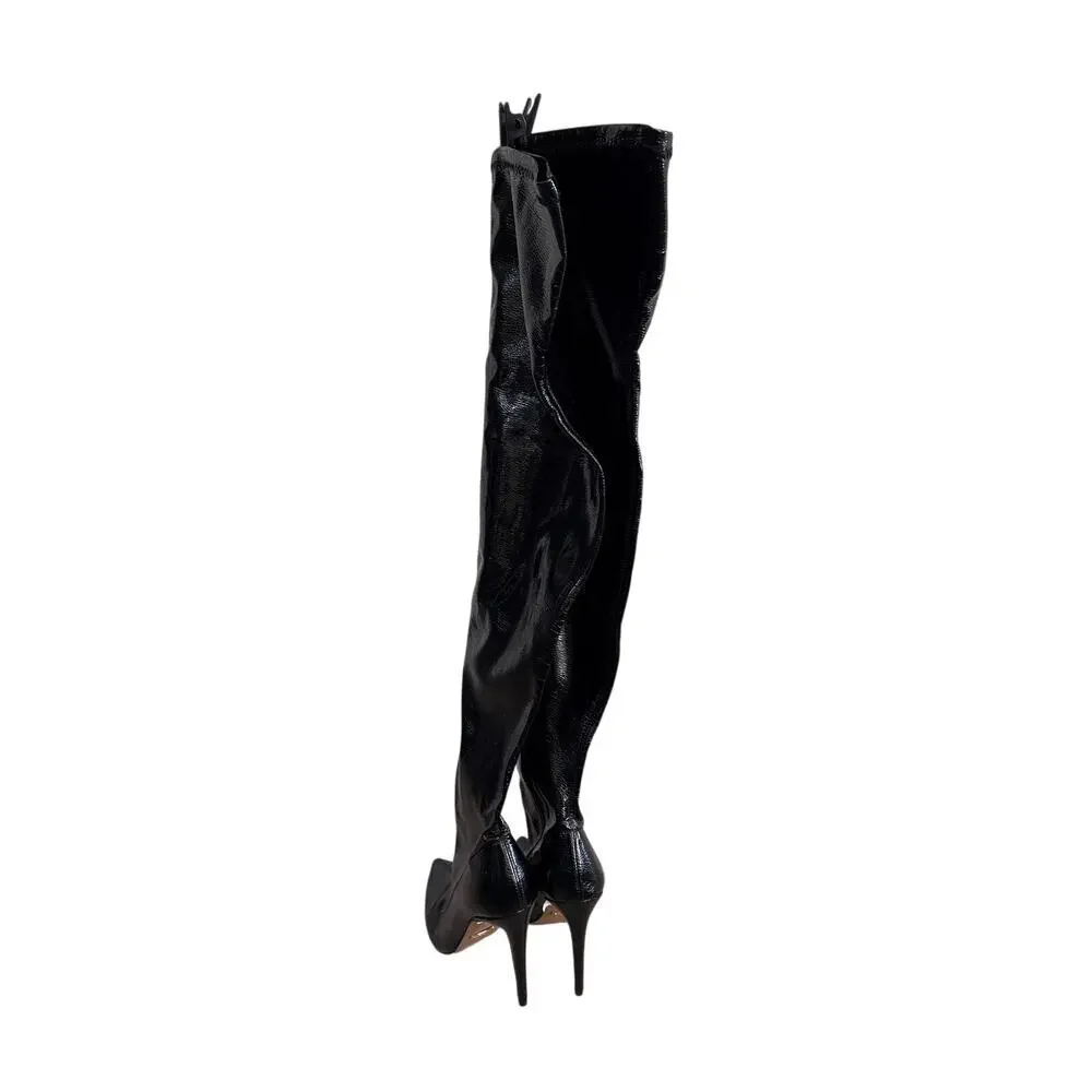 Marciano Guess Black Patent Over the Knee Stiletto Boot Size 38 US  Mob Wife
